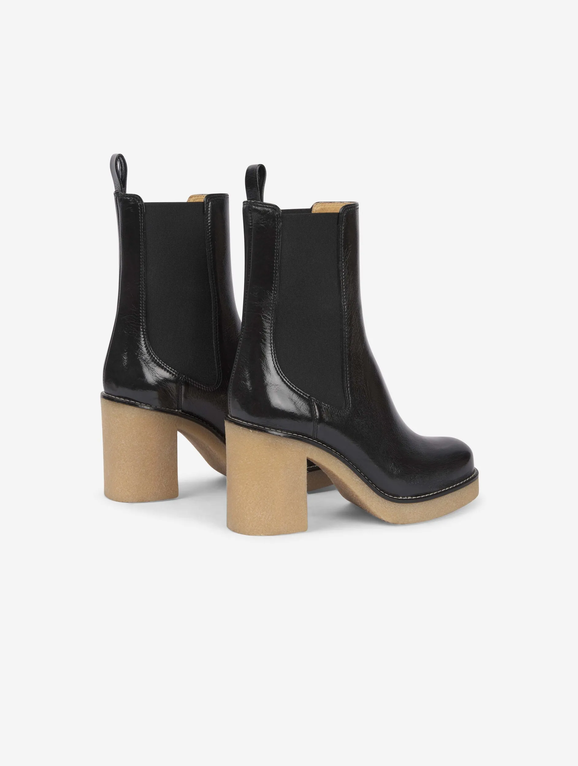 black patent leather elasticated boots