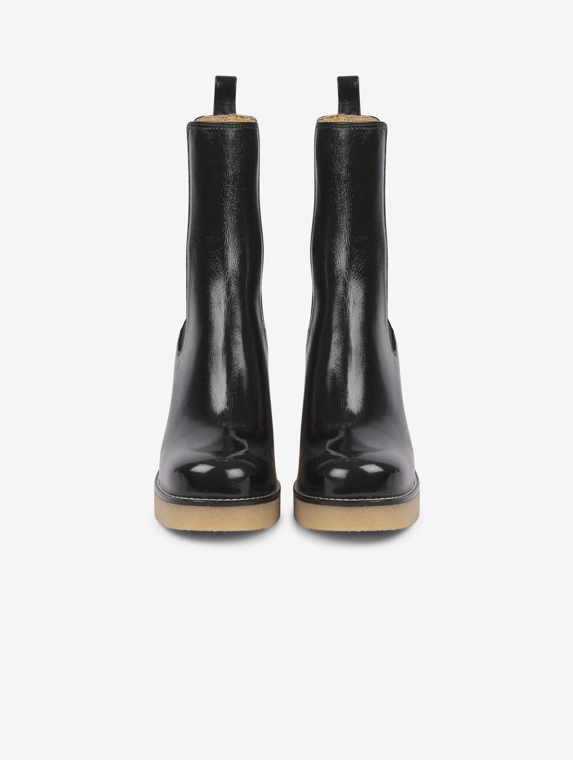 black patent leather elasticated boots