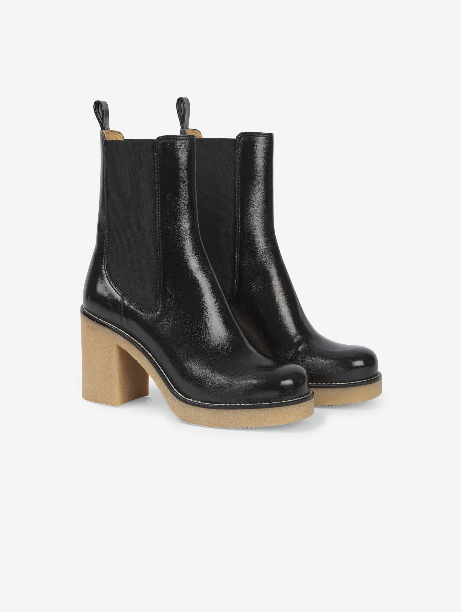 black patent leather elasticated boots