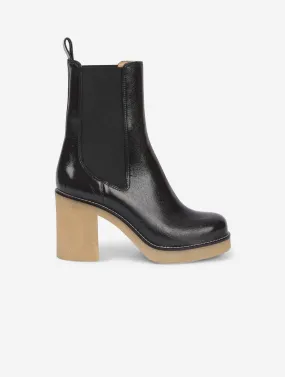 black patent leather elasticated boots