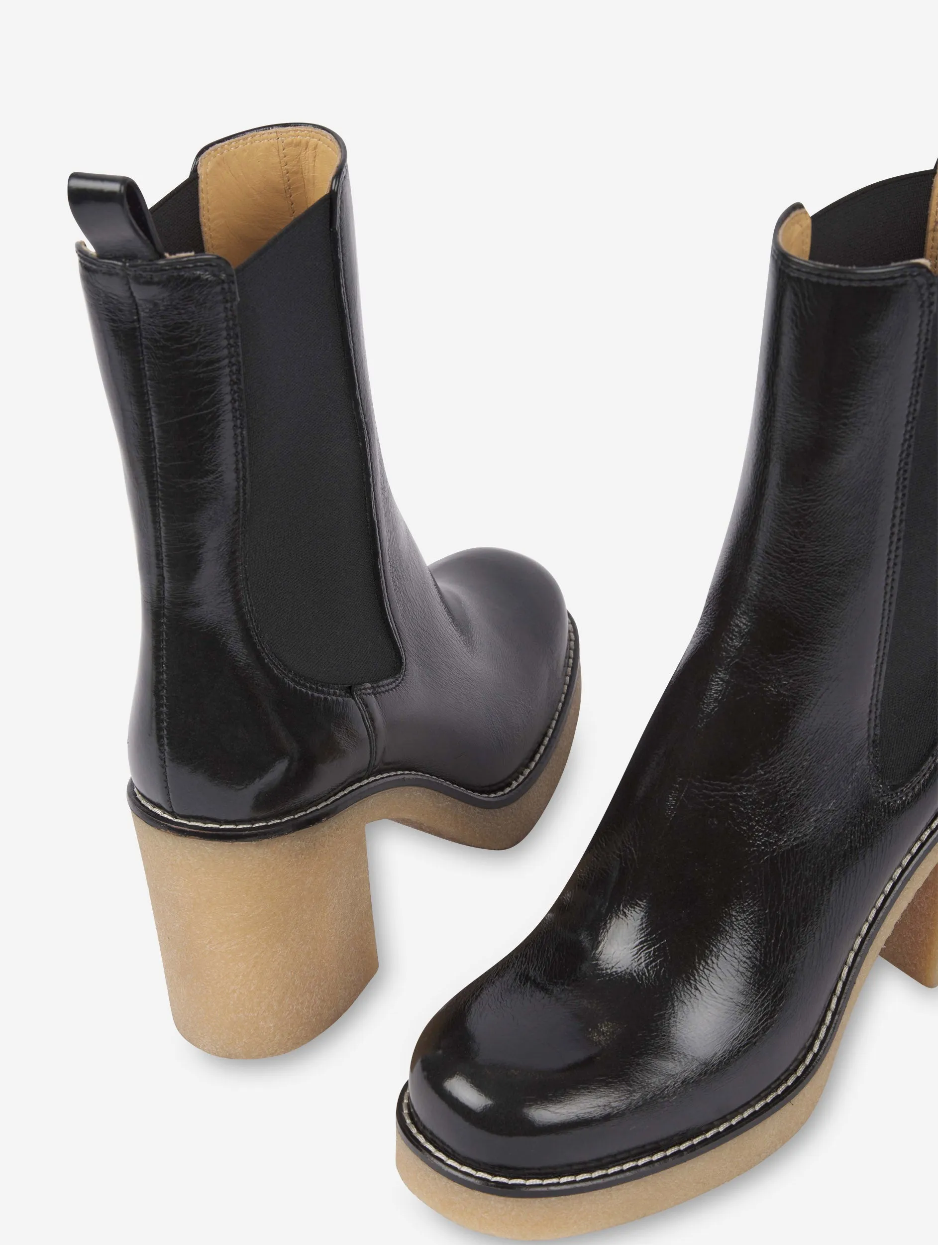 black patent leather elasticated boots