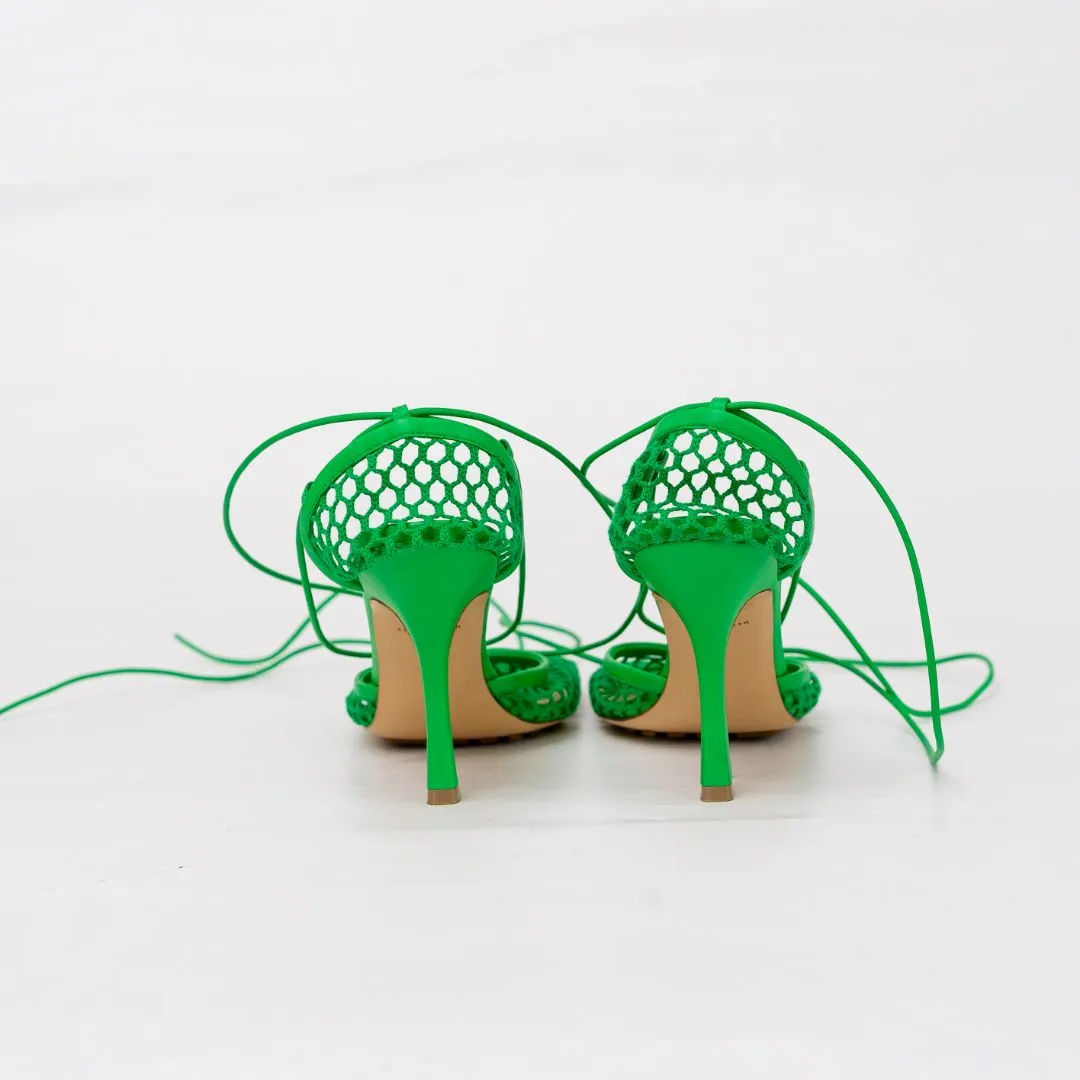 Bottega Veneta Stretch Ankle strap sandals in green, 38