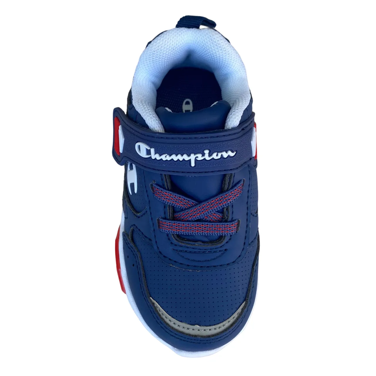 Champion scarpa da ginnastica da bambino con laccio elastico e velcro Low Cut Wave S32130 RBL blu-rosso