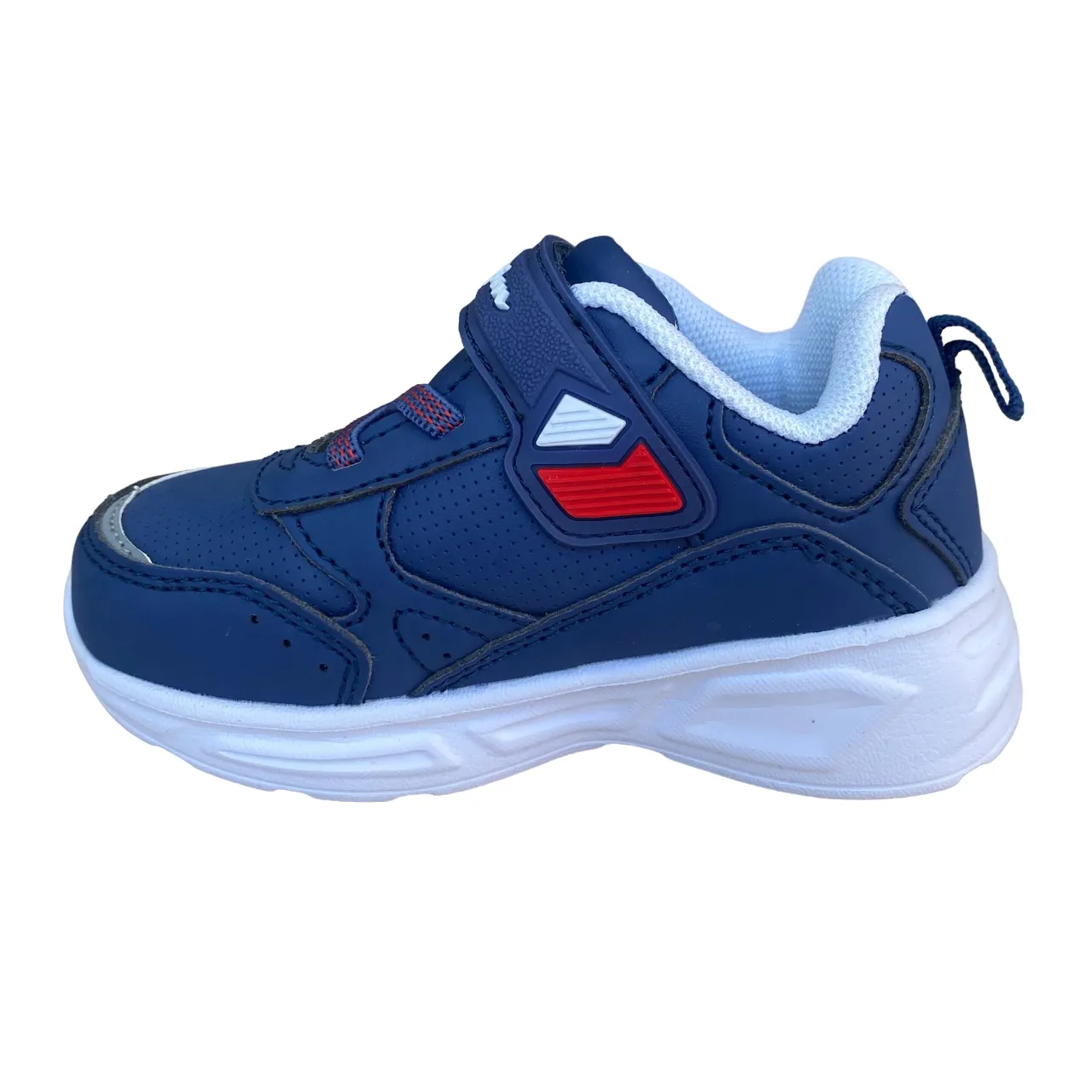 Champion scarpa da ginnastica da bambino con laccio elastico e velcro Low Cut Wave S32130 RBL blu-rosso