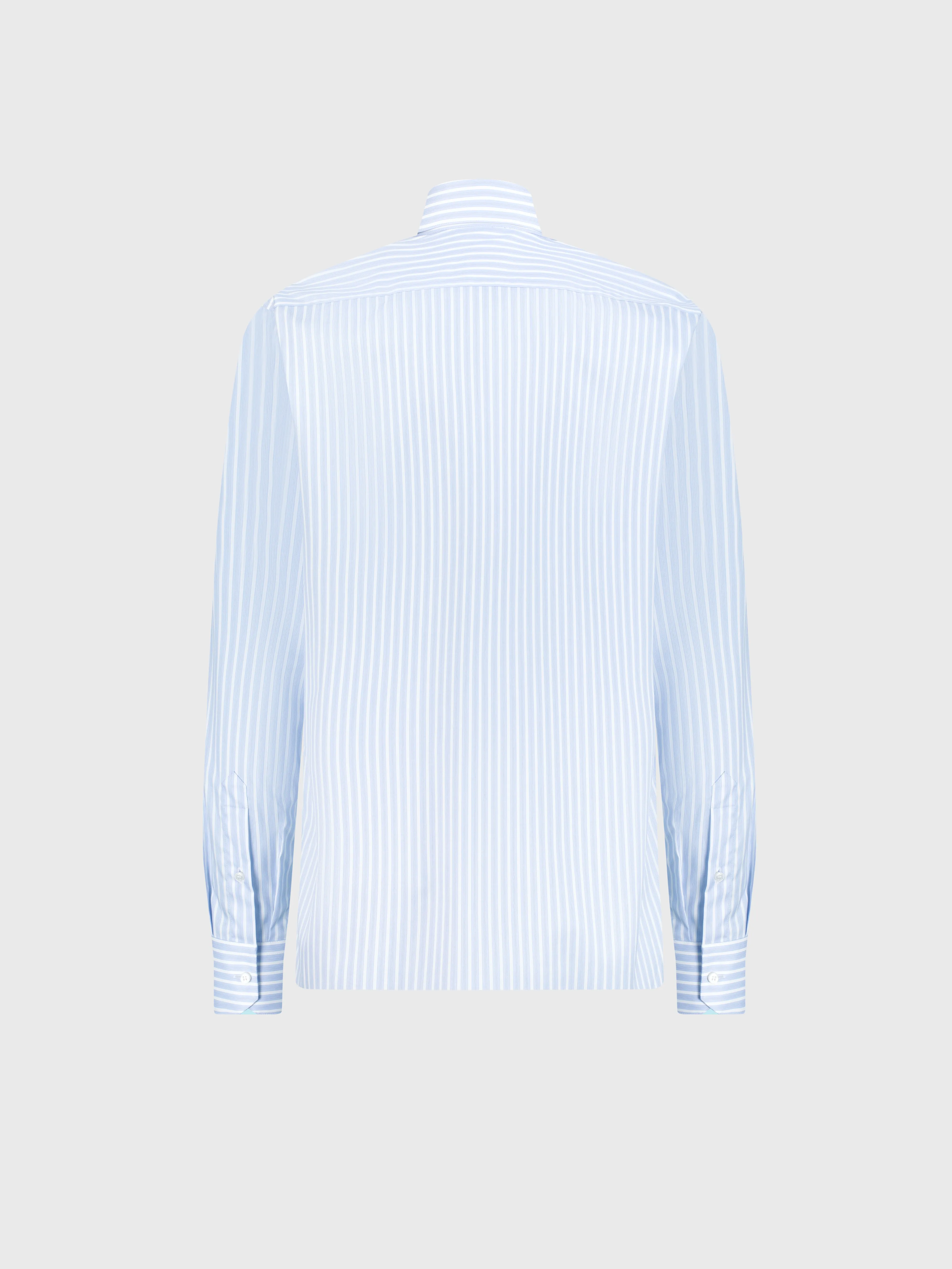 Cotton Shirt with Stripe Pattern Light Blue