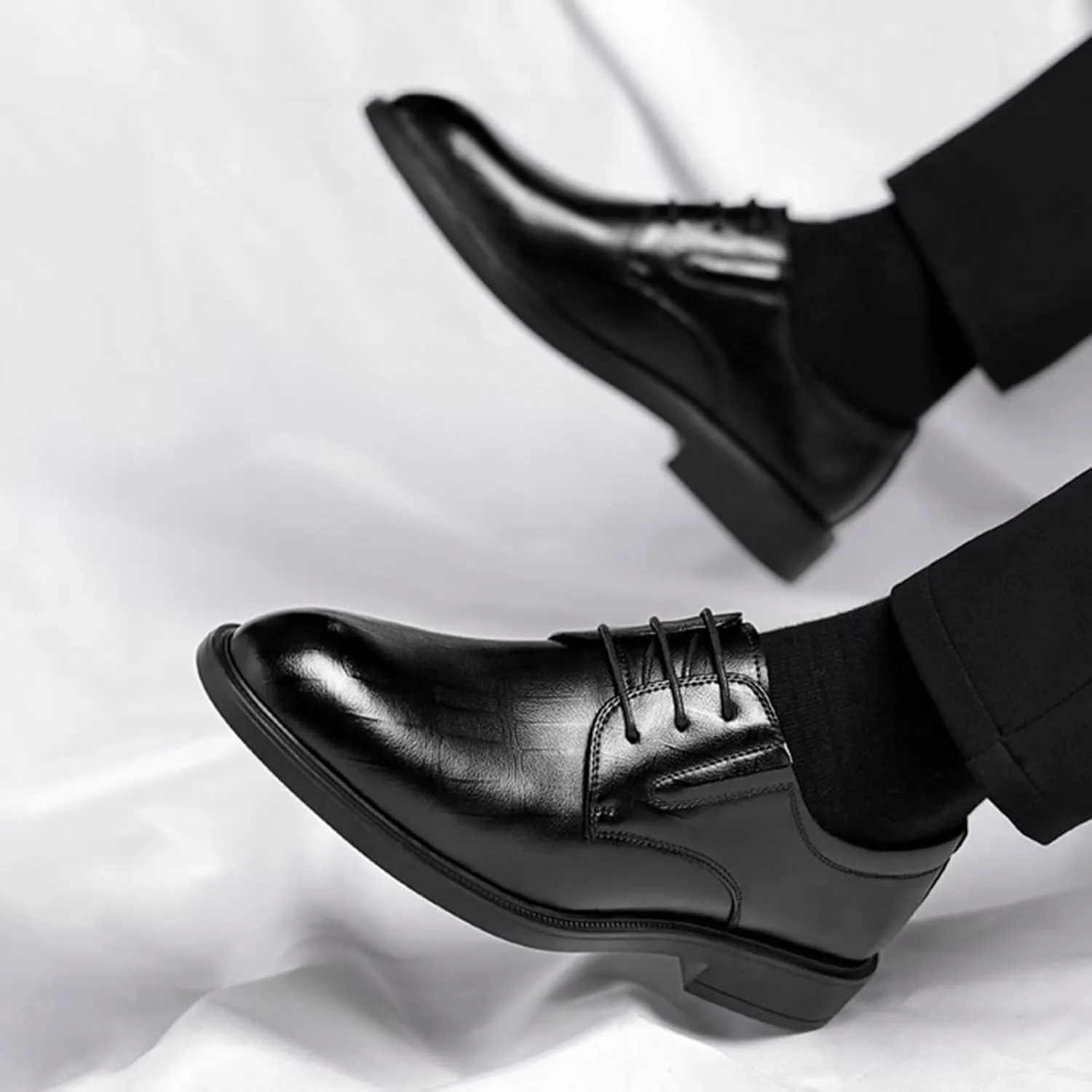 Elevator Dress Shoes for Men Lace-Up Height Increasing Formal Tuxedo Leather Slip on Driving Walking Loafers
