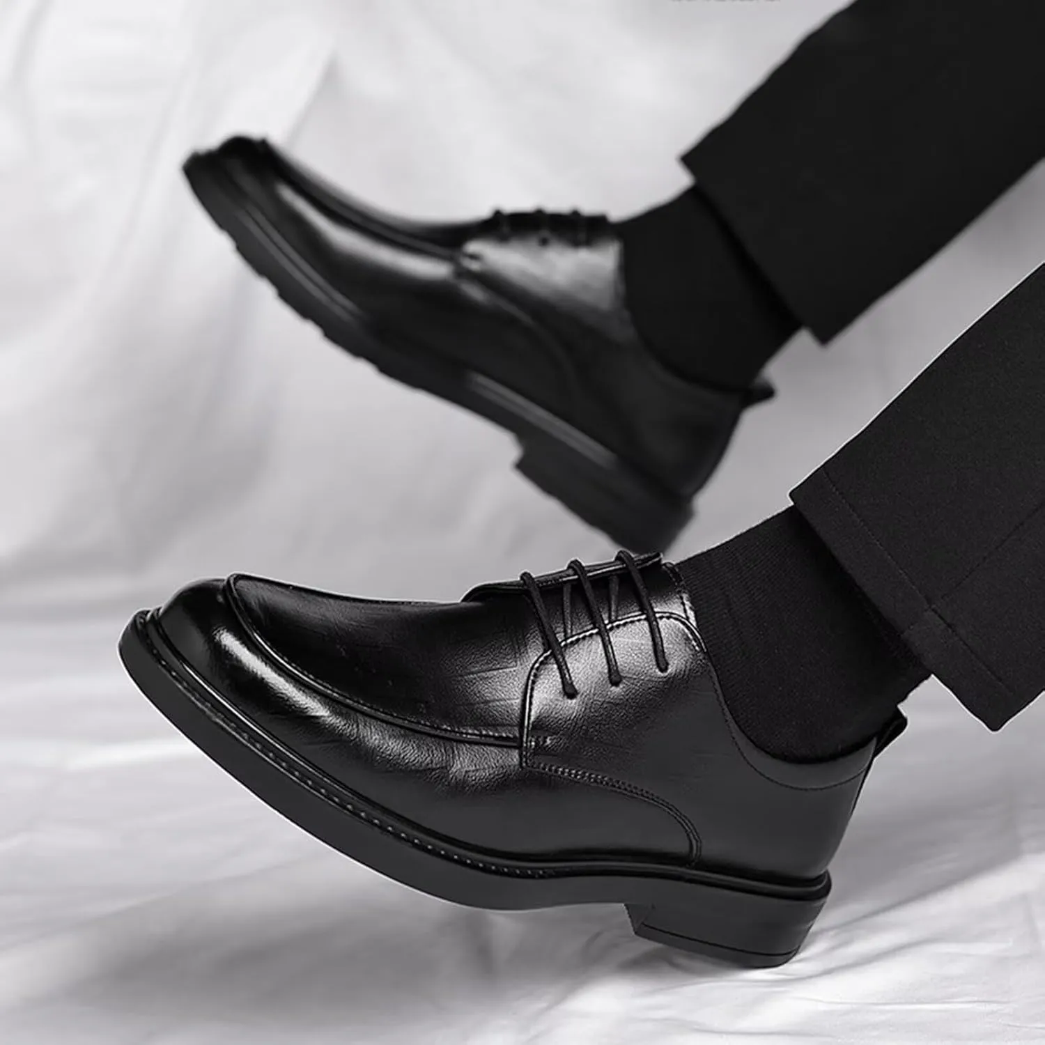 Elevator Dress Shoes for Men Lace-Up Height Increasing Formal Tuxedo Leather Slip on Driving Walking Loafers