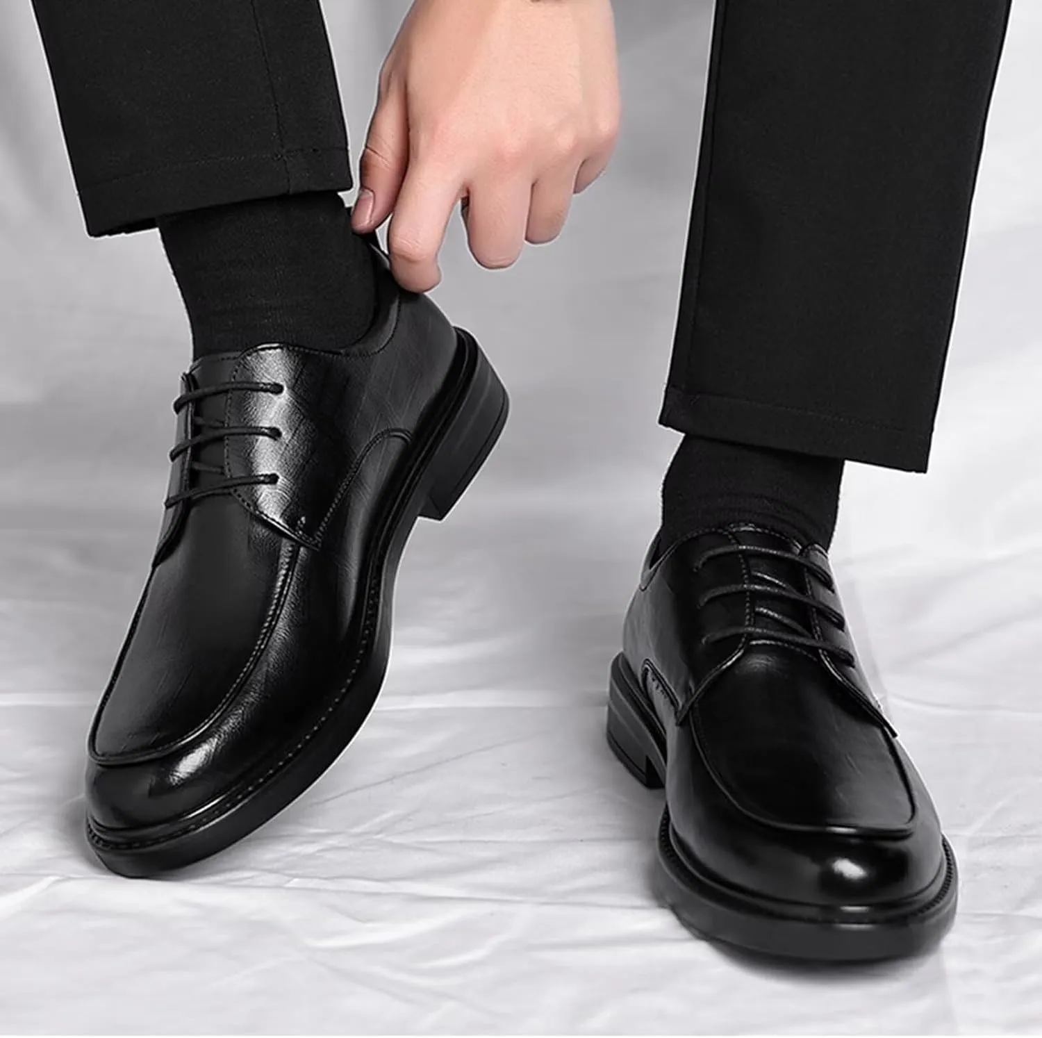 Elevator Dress Shoes for Men Lace-Up Height Increasing Formal Tuxedo Leather Slip on Driving Walking Loafers