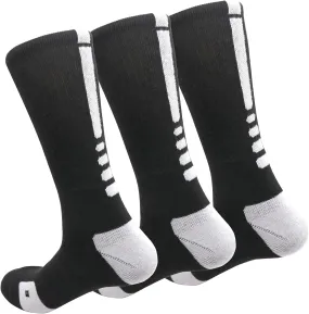 Elite Basketball Socks Cushioned Athletic Crew Socks Thick Compression Sports Socks for Men & Women