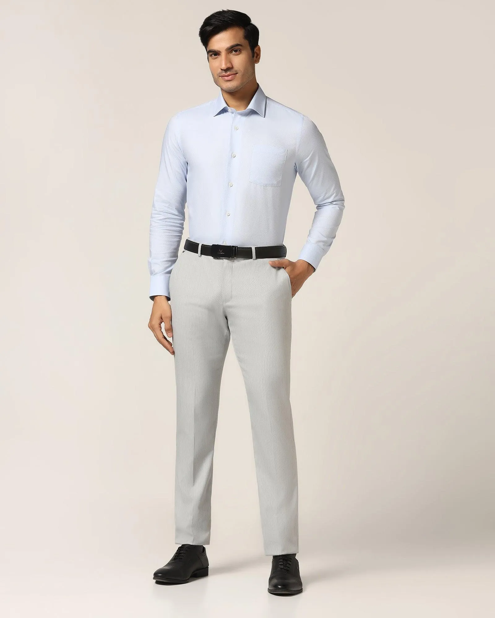 Formal Blue Textured Shirt - Stack