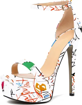 Joseywade Women's Platform Stiletto High Heel Sandals Open Toe Heels Sky High Heels 6 Inch One Strap Pump Shoes