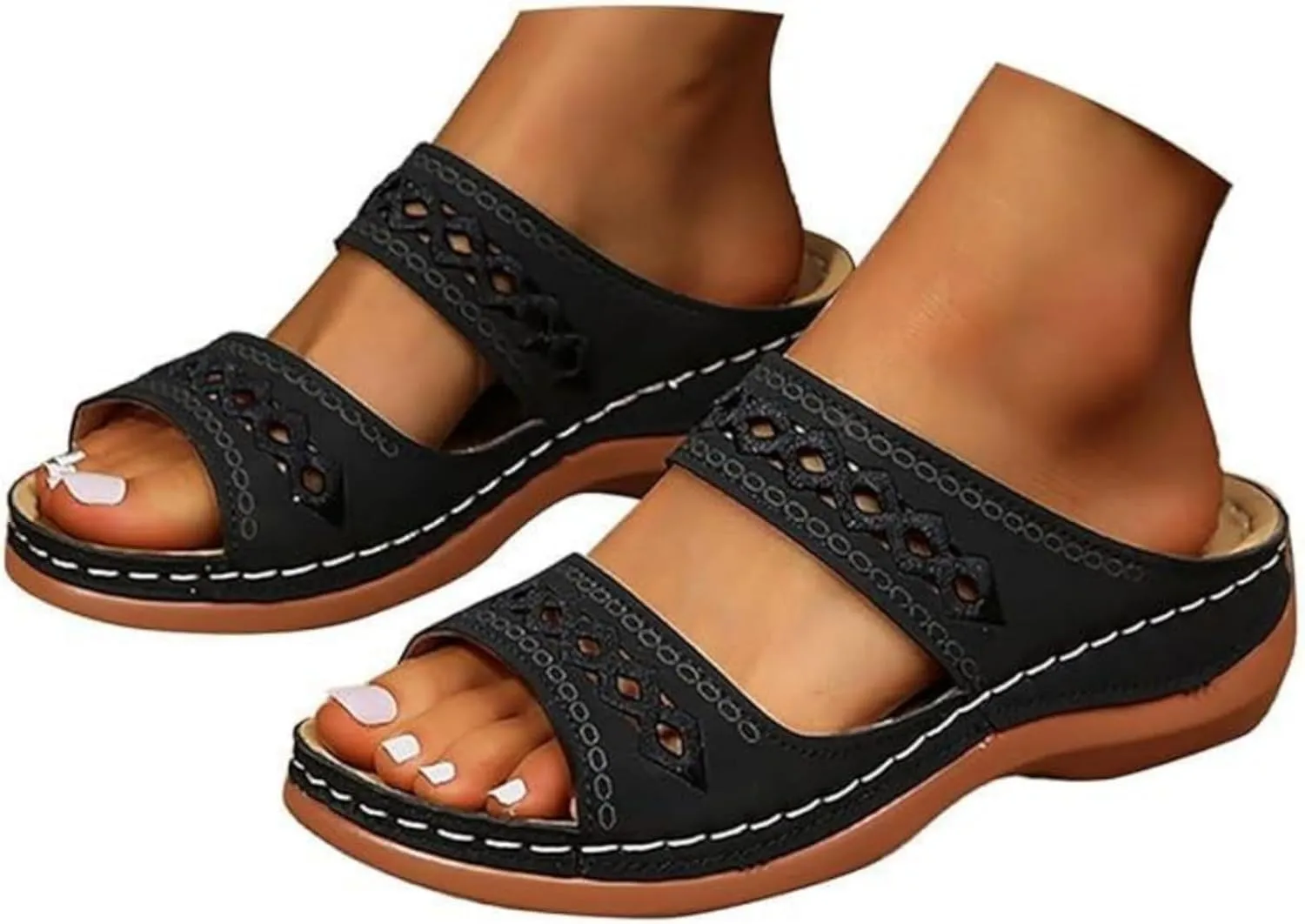 Ladmiple Sandals Women Arch Support Orthopedic Slippers Comfortable Orthotic Flip Flops Dressy Summer Cute Walking Slides