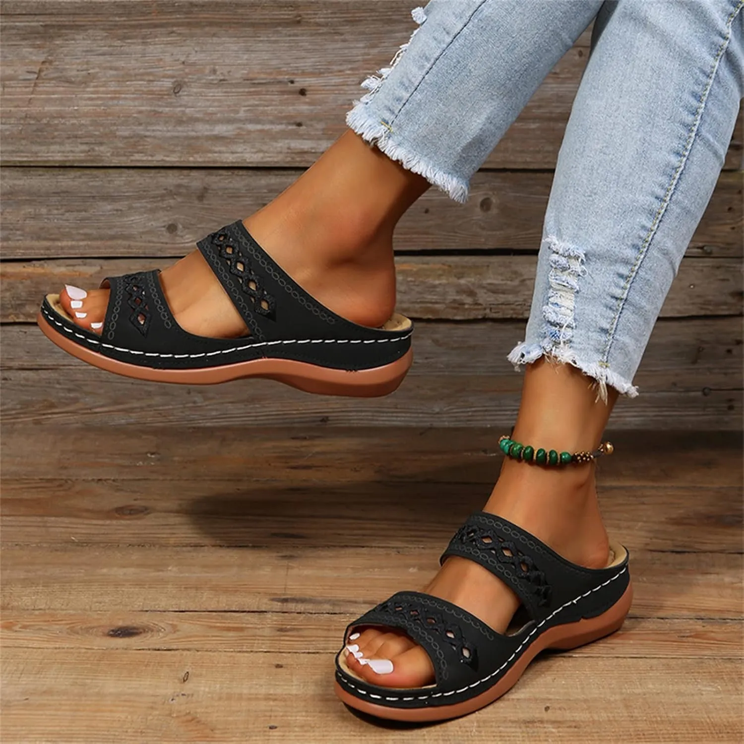 Ladmiple Sandals Women Arch Support Orthopedic Slippers Comfortable Orthotic Flip Flops Dressy Summer Cute Walking Slides