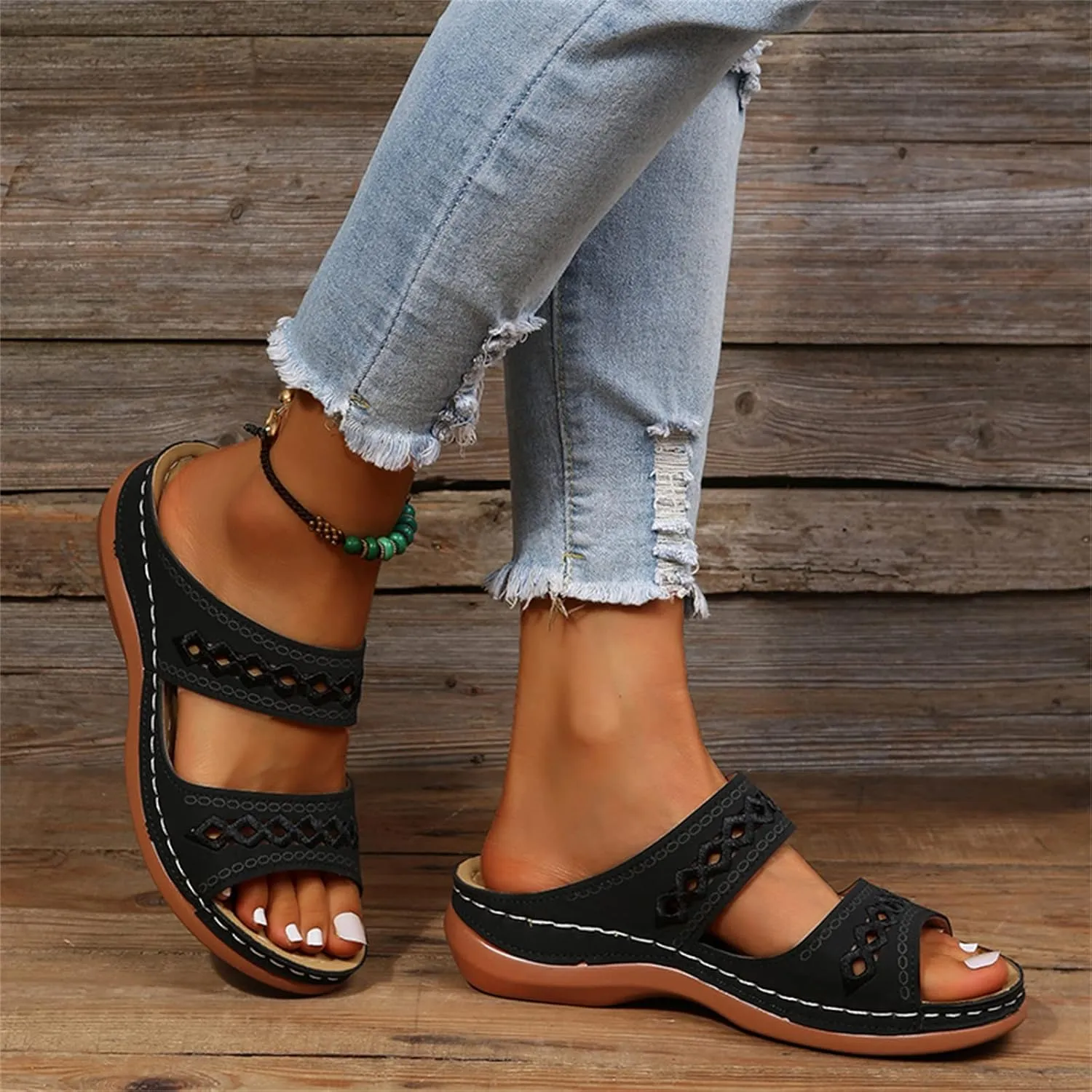 Ladmiple Sandals Women Arch Support Orthopedic Slippers Comfortable Orthotic Flip Flops Dressy Summer Cute Walking Slides