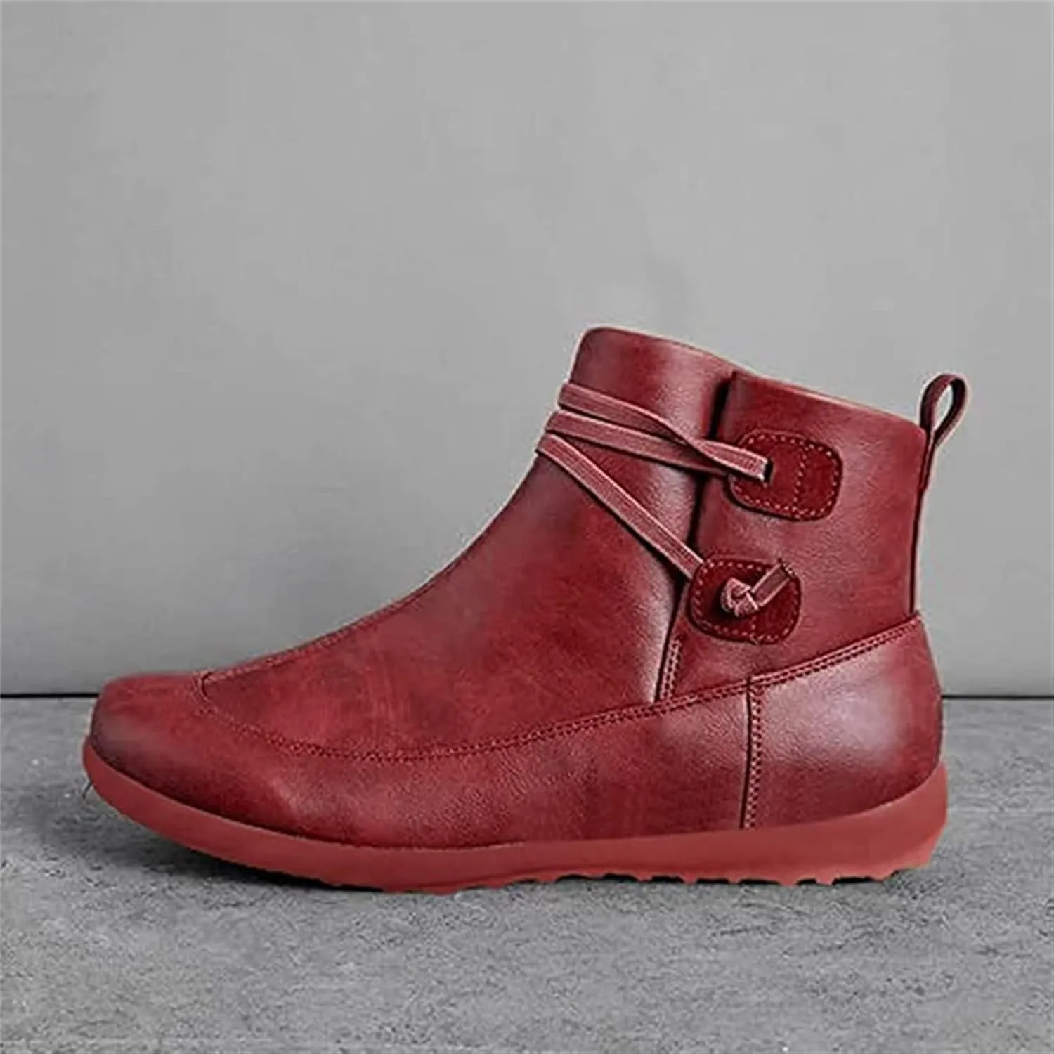 Lausiuoe Ankle Boots For Women No Heel Casual Dressy Elastic Booties Ladies Flat Western Wide Width Fashion Boot Pull-On
