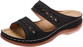 Lausiuoe Orthopedic Sandals For Women Dressy Fashion Orthotic Slides Slip On Slipper Flip Flops With Comfortable Arch Support