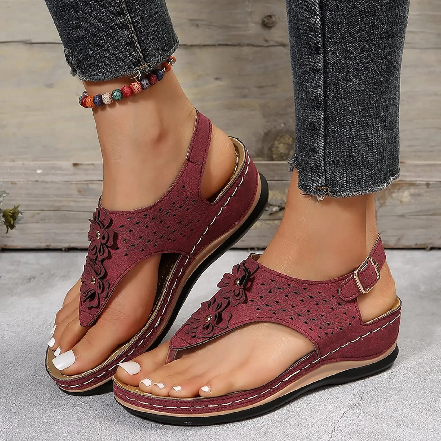 Mens Flip Flops Orthopedic Sandals for Women Adjustable Orthotic Thong Sandals with Arch Support Platform Flip Flops