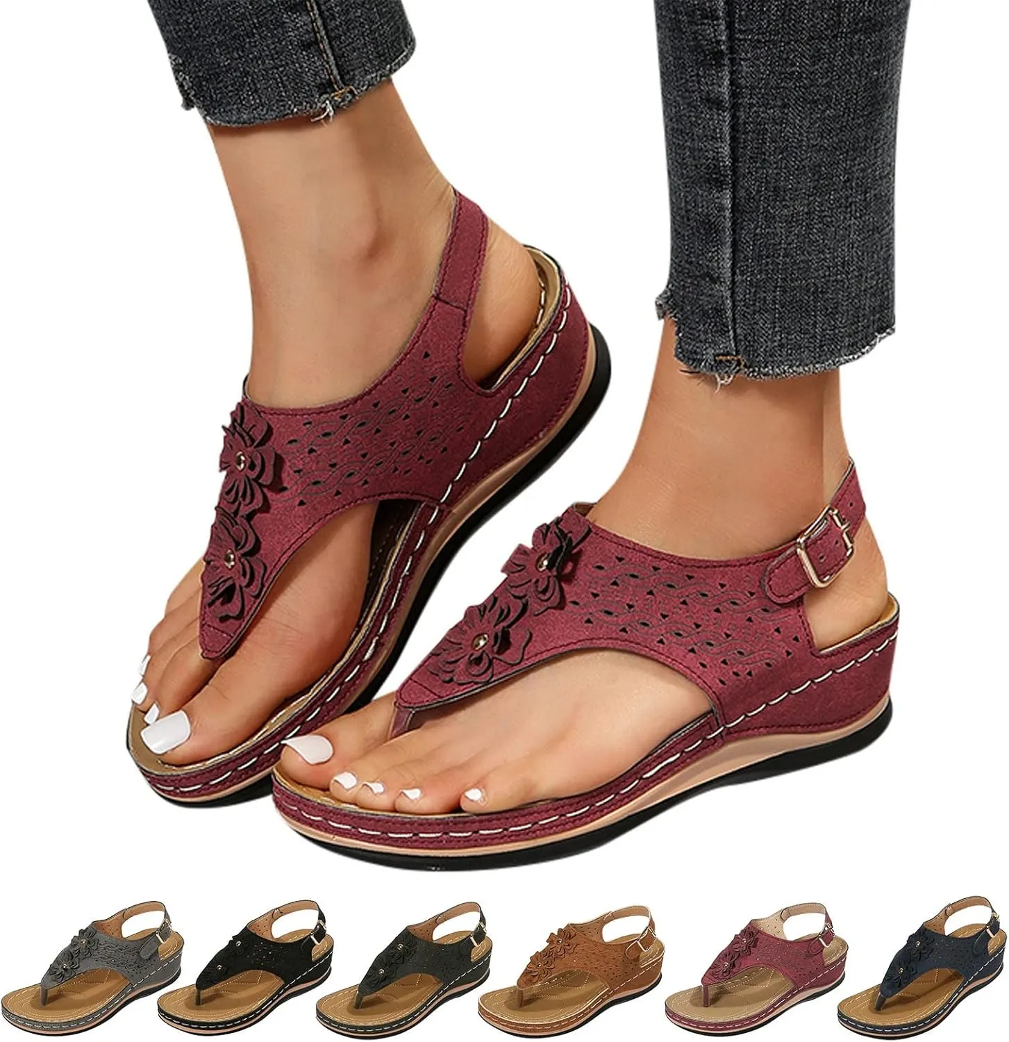 Mens Flip Flops Orthopedic Sandals for Women Adjustable Orthotic Thong Sandals with Arch Support Platform Flip Flops