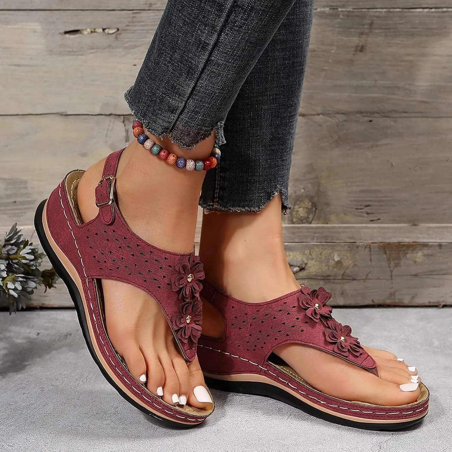 Mens Flip Flops Orthopedic Sandals for Women Adjustable Orthotic Thong Sandals with Arch Support Platform Flip Flops