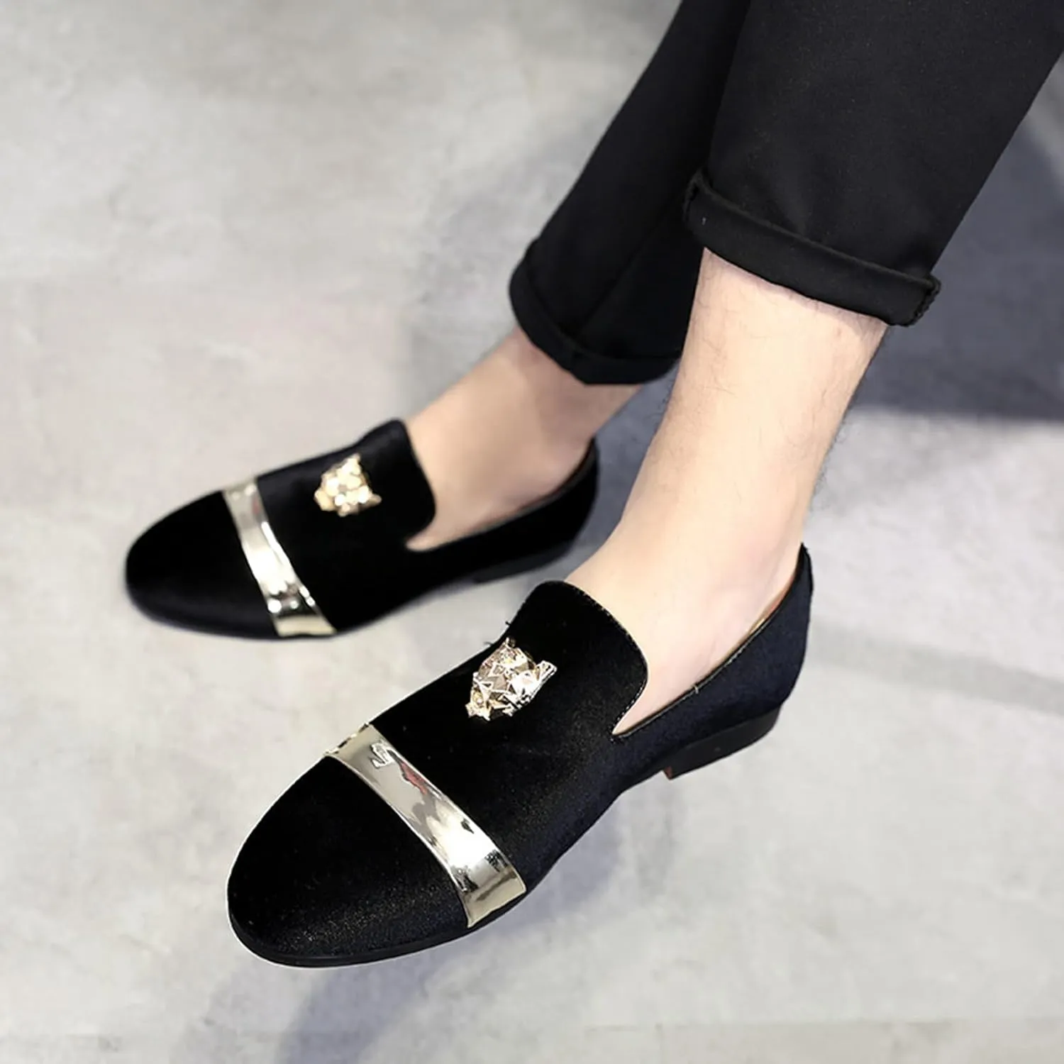 Men's Luxury Penny Loafer Slip-On Velvet Shoes Party Dancing Shoes Suede Wedding Shoes