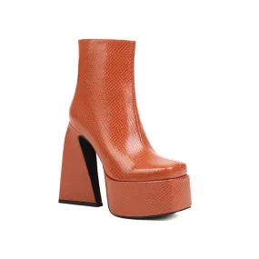 Nia Brown Platform Ankle Boots