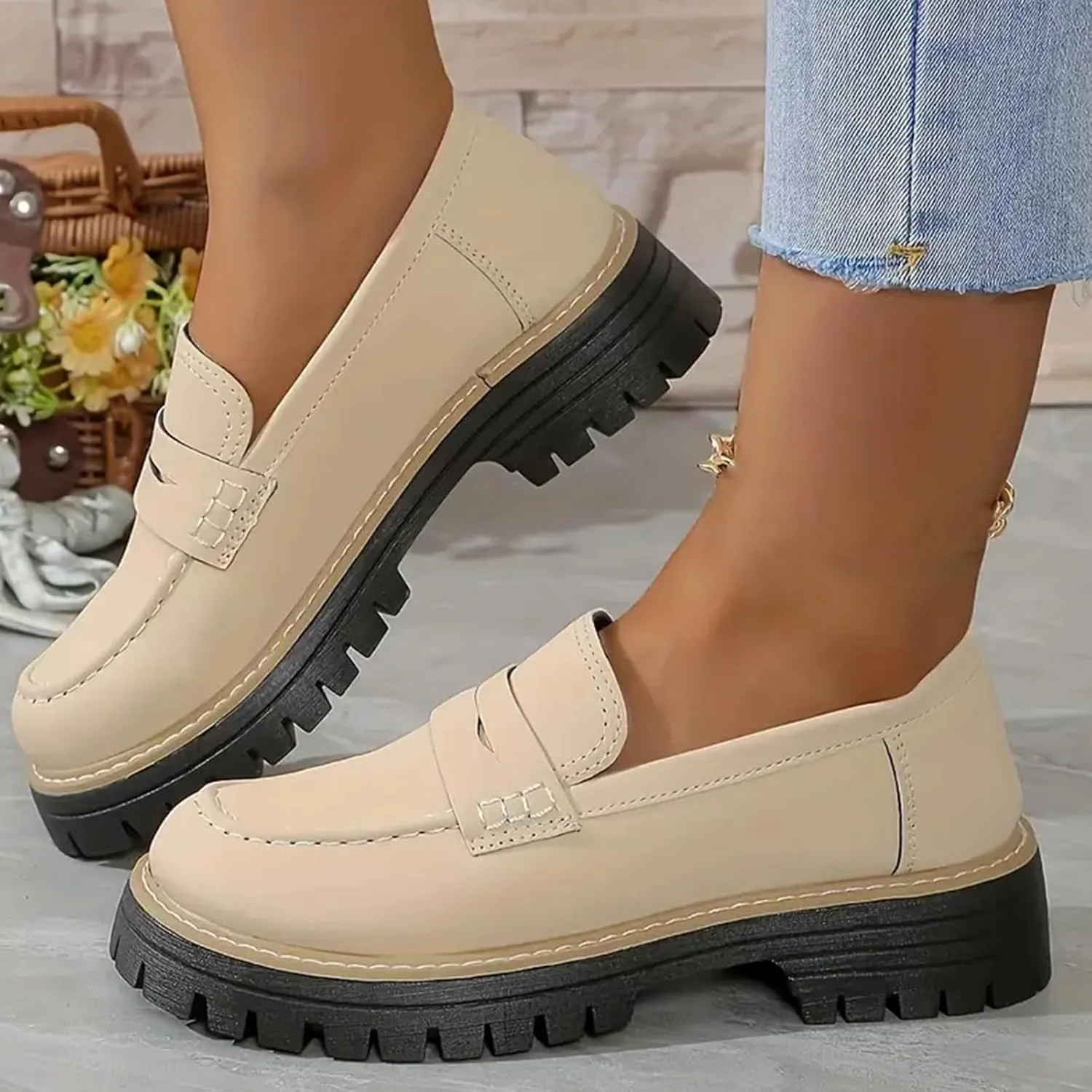 Orthoture Womens Orthopedic Platform Loafers, Comfortable Pink Casual Loafers