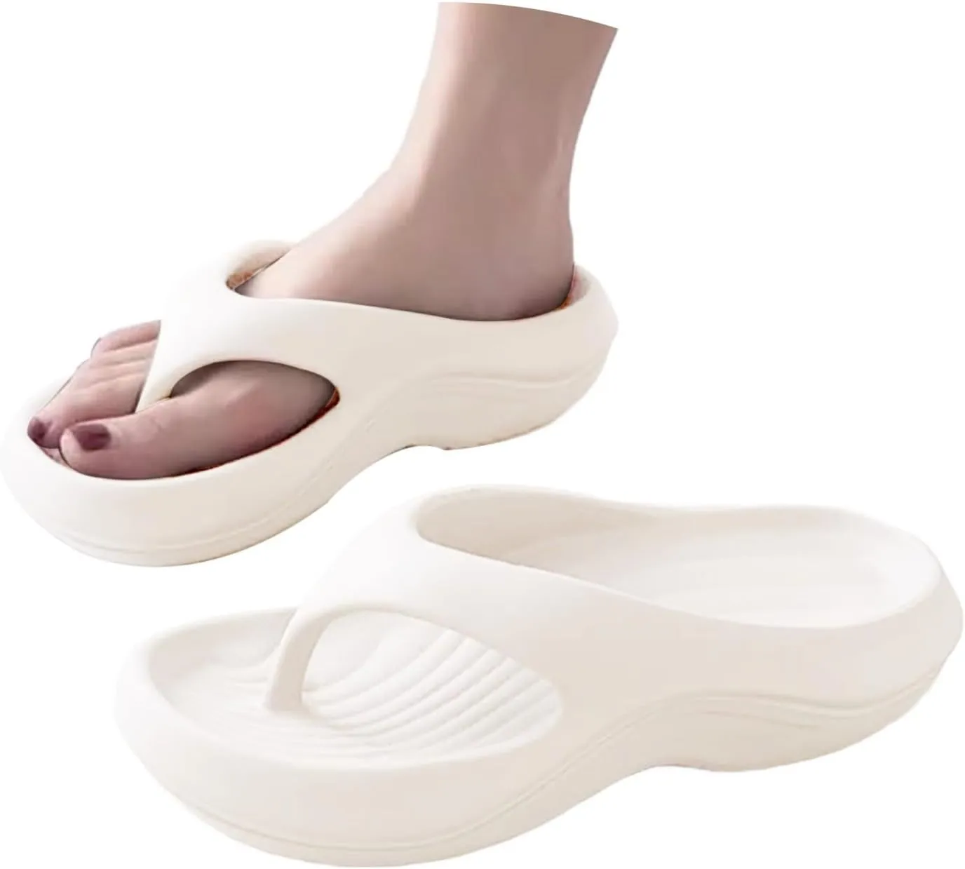Pillow Flip Flops for Women with Arch Support Comfortable Orthopedic Platform Sandals Plantar Fasciitis Recovery Slippers