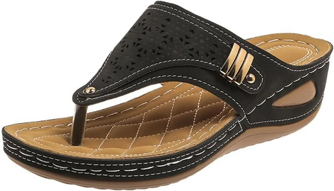 Sandals Women Dressy Wedge Sandals Arch Support Comfort Walking Orthopedic Slippers Summer Orthotic Thong Flip Flops