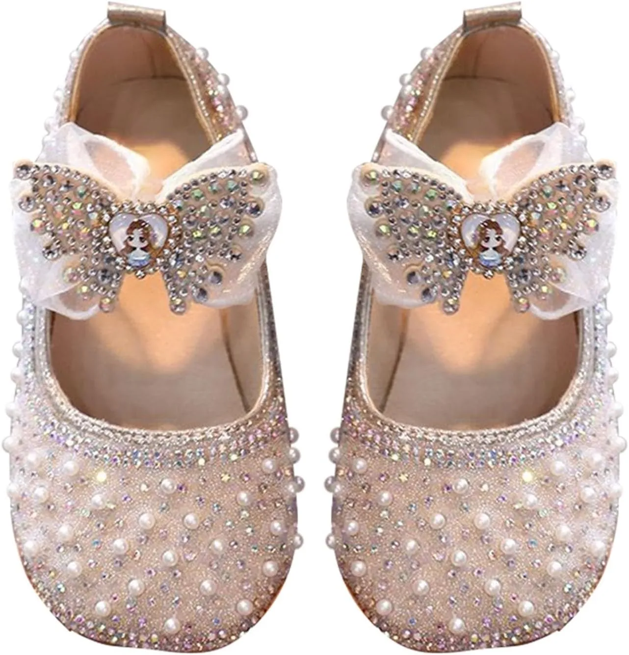 Toddler Baby Girls Glittery Dress Princess Bow Ballet Shoes Baby Soft Leather Shoes Baby House Shoes