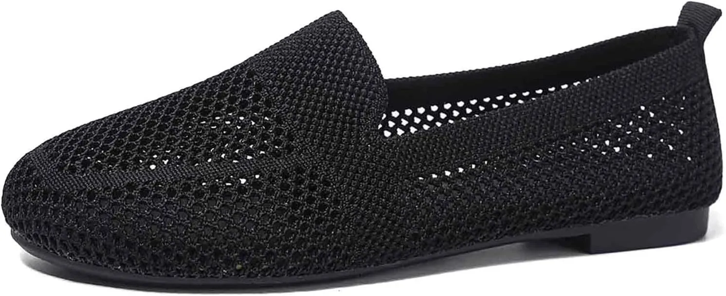 Women's Casual Slip On Shoes Breathable Knit Mesh Flat Comfortable Summer Walking Loafers Daily Wear Sandals
