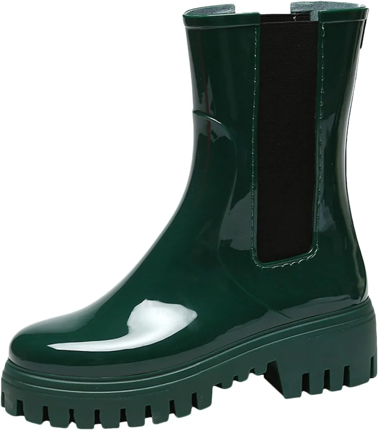 Women's Fashion Rain Shoes Women's Elastic Mouth Thick Sole Wear Water Shoes Non Slip Kitchen Rubber Shoes Outdoor Car Wash Shoes Tall Wide Rain Boots for Women