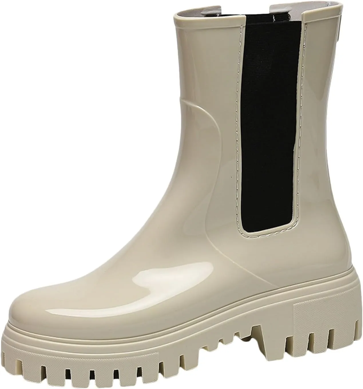 Women's Fashion Rain Shoes Women's Elastic Mouth Thick Sole Wear Water Shoes Non Slip Kitchen Rubber Shoes Outdoor Car Wash Shoes Tall Wide Rain Boots for Women