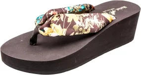 Womens Flip Flops Women's Florals Wedge High Heel Flipflop Sandals Summer Platform Nonslip Beach Thong Sandal (Brown, 8-8.5)