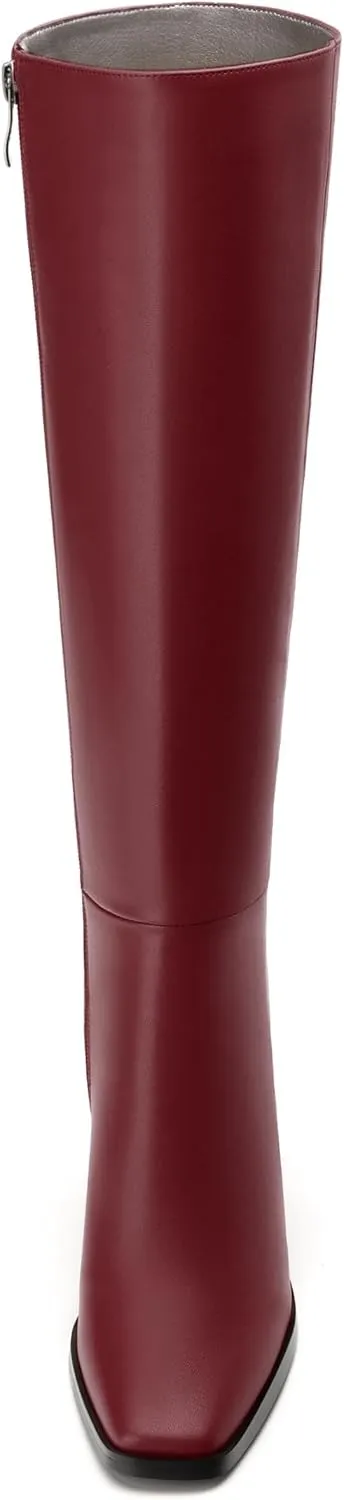 Womens Knee High Boots, Square Toe High Chunky Heel Knee High Boots for Women Zipper 3.5"
