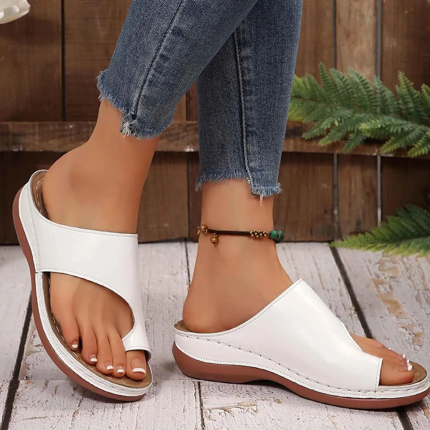 Women's Orthopedic Wedge Sandals Comfortable Summer Slippers with Massage Insole Casual Beach Flip Flops for