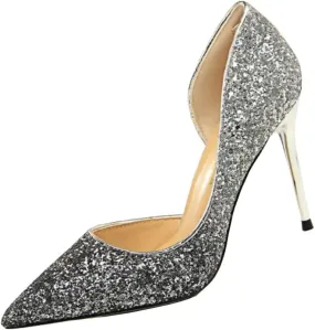 Women's Silver high-Heeled Platform Skirt Rhinestone Pointed high-Heeled Shoes Banquet Shoes