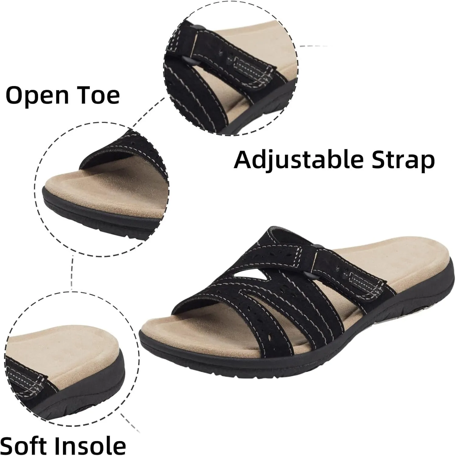Womens Wide Orthopedic Sandals with Foot Support for Comfortable Walking Arch Supported Design Edge Dressy Low Heel Support Casual Slip on Summer 2025 Flip Flops Shoes Wedge