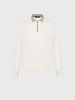 Zipped Polo Shirt White